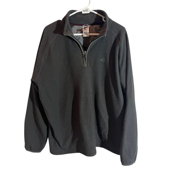 The North Face Sweater 1/4 Zip Fleece Lined High Neck Pullover Gray Men's Sz L - Picture 1 of 8